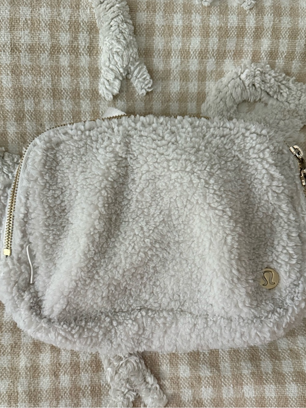lululemon athletica Cream Sherpa Crossbody Pouch with Gold Accents